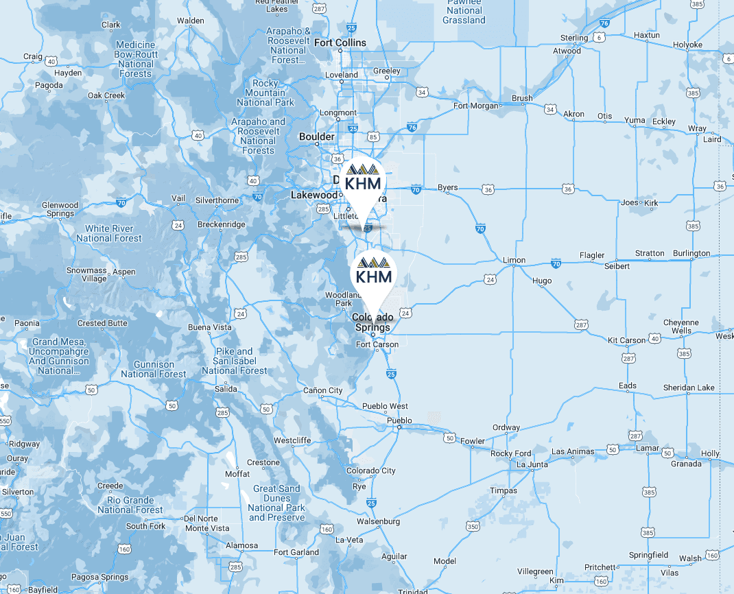Map of Colorado showing location markers for the two KHM locations